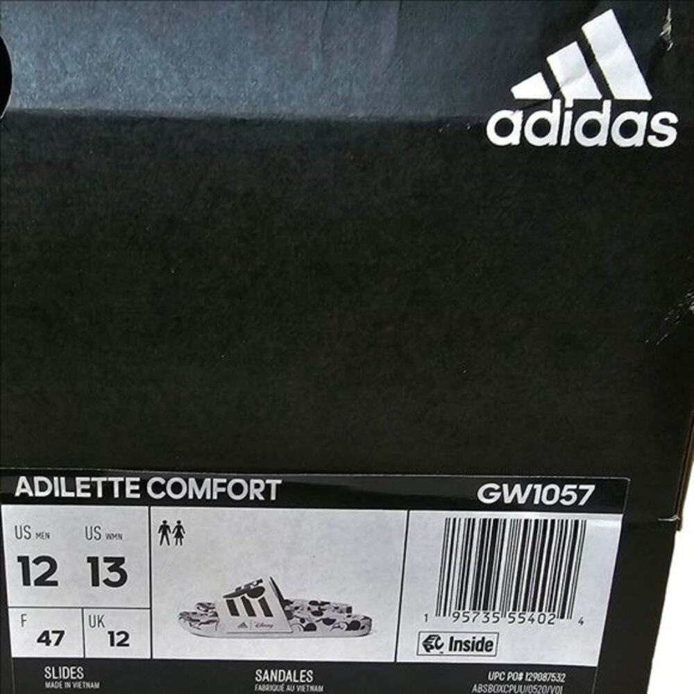NWT Adidas Slides Mens Size 12 Disney Mickey Mouse Adilette Comfort Black White - Picture 15 of 15